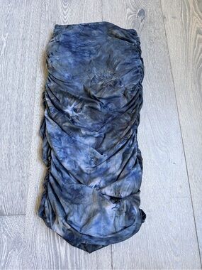 Exotica ExoticAthletica Dark and Moody Floral Tie Dye Ruched Midi Skirt